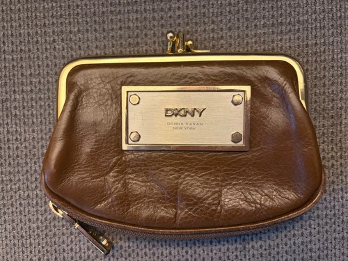 Vintage dkny brown coin purse - vintage,